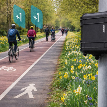 Spring day on a city path with counts