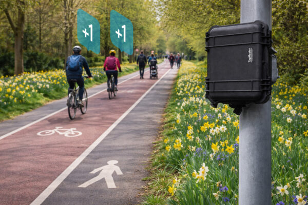 Spring day on a city path with counts